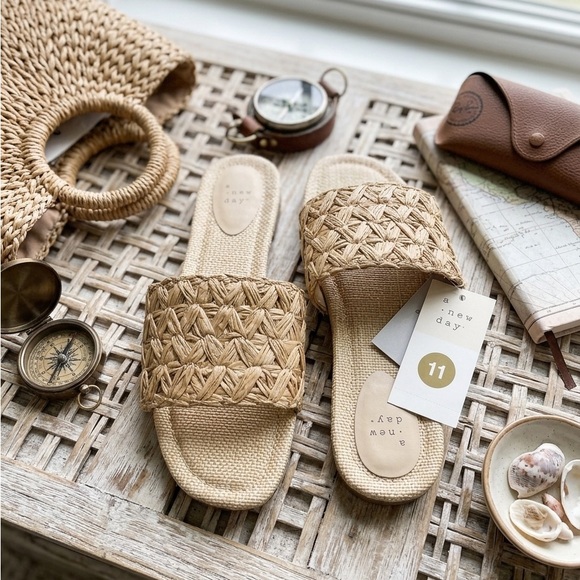 a new day Shoes - a new day Natural Beige Woven Slide Sandals